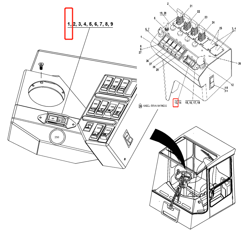 Kalmar dce 80-100/45e parking rocker switch 920971. 0013 923936. 0080 tvh1060569 3 Kalmar Dce 80-100/45E Parking Rocker Switch 920971.0013 923936.0080 Tvh1060569 - Image 2
